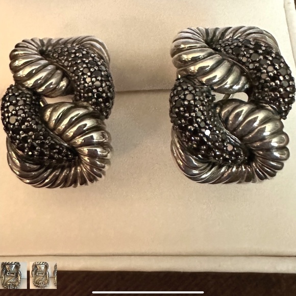 David Yurman Jewelry - David  Yurman Sterling Silver Black Diamond Cordelia Earrings